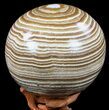 Polished, Banded Aragonite Sphere - Morocco #56991-1
